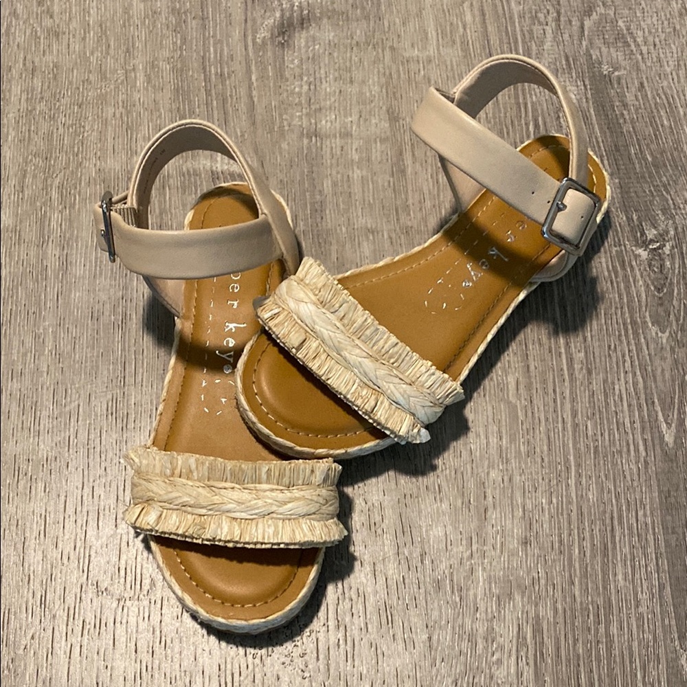 Copper Key Cream and Brown Sandals with Fringe Detail